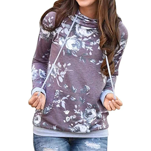 Sudadera con Capucha para Mujer, Estampado Floral, Manga Larga, Tejido de Poliéster, Transpirable, con Bolsillos, para Otoño - Product Image 4
