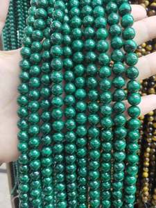 ลูกปัดมาลาไคต์ธรรมชาติทรงกลมเรียบเนียน หินแท้สำหรับทำสร้อยข้อมือ สร้อยคอ DIY เครื่องประดับ - Product Image 4