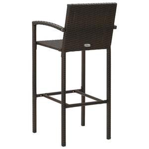 Ensemble de 2 tabourets de bar en rotin PE marron et en acier thermolaqué, taille standard - Product Image 5