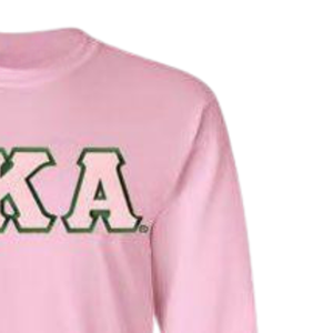 Camiseta de Manga Larga con Letras AKA, Color Rosa Claro, Algodón Premium, Cuello Redondo, Ropa de Hermandad Griega, Camiseta AKA - Product Image 4
