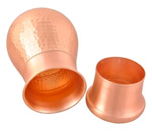 Pure Copper Half Hammered <b>Mini</b> Bedroom <b>Bottle</b> With Lid Matt Finish Carafe Pitcher - Product Image 2