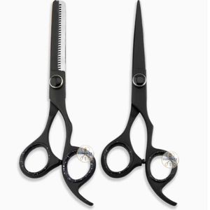 Kit de ciseaux de coiffure professionnels 6,0 pouces noir-or, haute performance, lame en acier inoxydable 440C, manche long et tranchant - Product Image 2