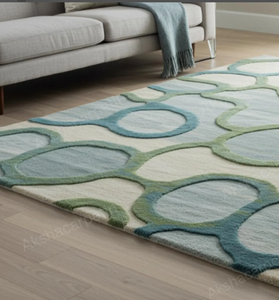 Tapis en laine fait main de haute qualité, abstrait, élégant, tufté, lavable, taille personnalisable, décoration moderne pour salon, Golf - Product Image 4