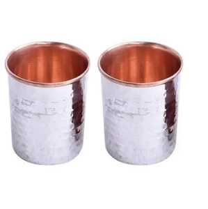 Ensemble de 2 gobelets en cuivre martelé, écologiques, style rustique, pour l'eau, les jus, les cocktails - Product Image 2