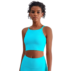 Top Deportivo Blanco Acanalado sin Mangas con Cuello Alto para Mujer, Estilo Bralette, Body para Entrenamiento - Product Image 4