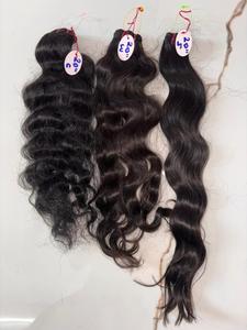Extensions de cheveux humains vierges non traités Sushma Indian Remy, tissage machine double trame, pointes épaisses, style noir, toutes couleurs disponibles - Product Image 2