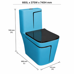 Modern One Piece Ceramic Toilet Square Bowl Dark Blue Design Contemporary Style Floor Mounted Washdown Slow - Product Image 4