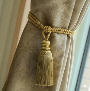 Classic Gold Tassel <b>Curtain</b> Tieback with Rope Design for Elegant Window Decor - Product Image 1