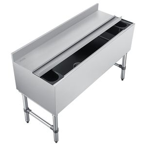 Contenitore per Ghiaccio Commerciale in Acciaio Inox, Capacità Massima 137,4 Qt, 48 X 19 X 33 Pollici, Coperchio Scorrevole, Portabottiglie per Bevande - Product Image 1