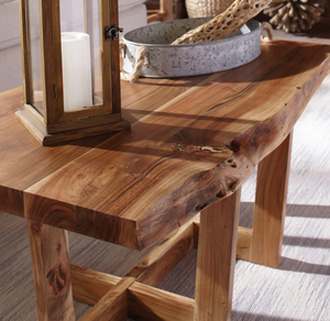 Table basse rectangulaire en bois de récupération durable, facile à assembler, style rustique, meubles de salon, utilisation pour salle à manger et entrée - Product Image 3