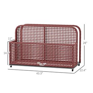 Carrello portaoggetti con ruote in rattan PE marrone misto per piscina, pratico organizer per lo stoccaggio - Product Image 3
