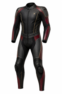 Combinaison de moto en cuir de luxe haut de gamme |   Bourgogne Brun |   Imprimé hivernal |   Fabricant OEM ODM |   Design haut de gamme - Product Image 1