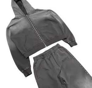 Conjunto Deportivo de Felpa con Logotipo Personalizado 2026, 100% Algodón, Pantalones Deportivos Anchos y Sudadera con Capucha, Ropa Deportiva para Hombre - Product Image 5