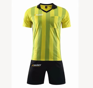 Ensemble de maillots d'arbitre unisexe personnalisés avec poches, short noir, polyester respirant, uniforme imprimé en sérigraphie pour adultes - Product Image 4