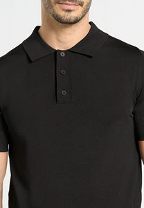 Men's Knit <b>Polo</b> <b>Shirt</b> Short Sleeve Solid Color Regular Fit Casual Button Collar <b>Black</b> 100% Cotton Anti-Pilling - Product Image 6