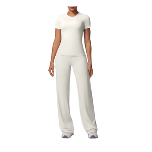 Ensemble de yoga sans couture marron pour femmes, haut à manches longues à col rond, leggings à la cheville, deux pièces, vêtements de sport - Product Image 3