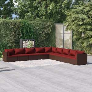 Conjunto de Muebles de Jardín de Ratán Sintético Marrón con Acero con Recubrimiento en Polvo para Patio - Product Image 1