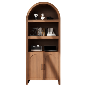 Premium <b>Solid</b> Teak <b>Wood</b> Hutch Cabinet Contemporary Living Room Bookshelf - Product Image 3