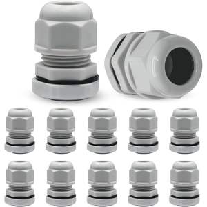Prensaestopas de nailon resistente al agua IP68 Conector de plástico Gris PPGG19 con contratuerca Uso en exteriores y bajo el agua - Product Image 1