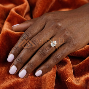 18K Rose Gold Plated Oval Diamond <b>Ring</b> – Romantic Double-Prong Minimalist Solitaire <b>Dainty</b> Rose Gold Oval Anniversary <b>Ring</b> - Product Image 4
