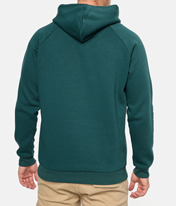 Sweat-shirt à capuche pour homme en molleton vert foncé uni, manches régulières, poche kangourou, cordon de serrage, style vintage, 100% coton, décontracté - Product Image 5