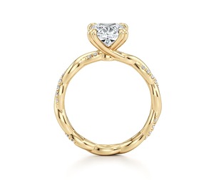 Anillo de compromiso de diamante cultivado en laboratorio de 1.02 quilates con corte cojín antiguo, anillo solitario de oro amarillo de 9K con diseño de vid retorcida y detalles de diamantes - Product Image 2