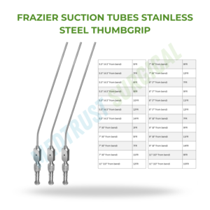 Tubos de Succión Frazier de Acero Inoxidable con Empuñadura Ergonómica de 5.5, 7, 8, 9 y 11 Pulgadas, Instrumento Quirúrgico de Succión para Neurocirugía - Product Image 2