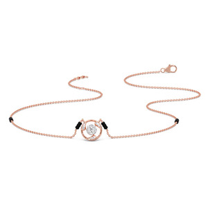 Collier chaîne en or rose avec mangalsutra ajouré circulaire et accent diamant - Product Image 3