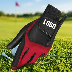 Gants de golf en cuir véritable rouge et blanc, unisexes, antidérapants, avec fermeture auto-agrippante, pour droitier - Product Image 4