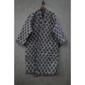 Chaqueta Acolchada de Algodón Kantha, Abrigo Largo Reversible Estilo Boho para Mujer, Bata Hecha a Mano Estilo Kimono - Product Image 3