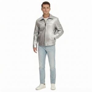 Chaqueta de Cuero Clásica para Hombre con Cierre Frontal y Bolsillos Laterales, Ropa Exterior Informal de Moda para Exteriores, Proveedor Mayorista Personalizado - Product Image 5