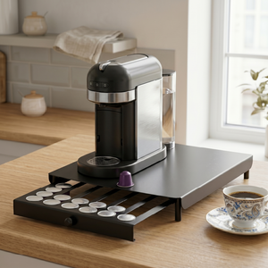 Minimalist Metal Coffee Pod <b>Storage</b> <b>Rack</b> With Sliding Drawer For <b>Kitchen</b> Use Standing Type Single Tier Design - Product Image 2