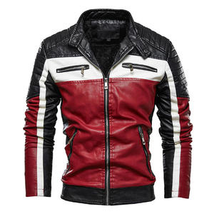 Nueva Chaqueta de Cuero Sintético para Hombre, Estilo Casual, Motociclista, Piloto, con Bloques de Color, a la Moda - Product Image 1
