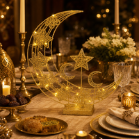 Décorations de table en bois LED lune et étoile pour l'Aïd Moubarak et le Ramadan, réutilisables, durables, pour salon, table à manger, fenêtre, étagère, cadeau