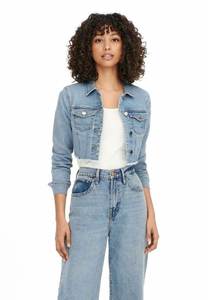 Chaqueta vaquera corta azul claro para mujer al por mayor, ropa exterior informal de mezclilla con bolsillos en el pecho - Product Image 5