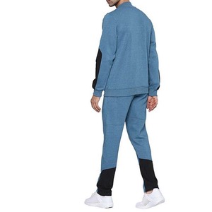 Survêtement bleu pour homme, fermeture éclair intégrale, col montant, coupe décontractée, polyester et coton, vêtement d'automne avec poches latérales - Product Image 4