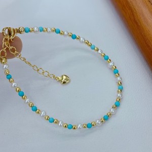 Collar de Perlas de Agua Dulce Naturales de Estilo Antiguo de Zhuji de 3-4 mm con Turquesa, Accesorios Casuales de Lujo - Product Image 5