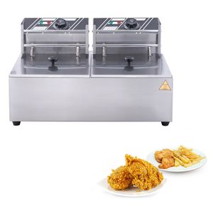 Friggitrice Elettrica Professionale da Banco con Doppio Serbatoio Rimovibile, Capacità 10L in Acciaio Inox per Uso Ristorante - Product Image 1