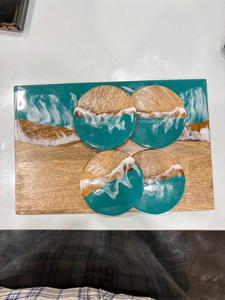 Juego de Tabla de Charcutería de Resina y Madera de Acacia Ecológica con 4 Posavasos, 10 mm de Grosor, Diseño Moderno para Mesa de Hogar/Restaurante - Product Image 2