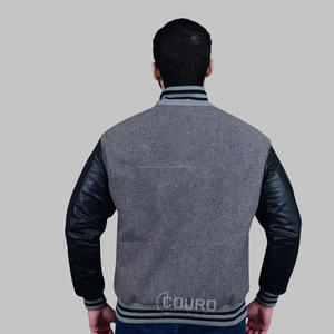 Haute qualité personnalisé 100% corps en laine et cuir de vachette véritable manches enduit col montant hiver Letterman Varsity veste - Product Image 4