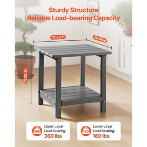 Tavolino da Esterno a Doppio Strato in HDPE 17.72L X 14.96P X 17.32H Pollici, Facile Manutenzione, Resistente alle Intemperie per Centri Commerciali e Patii - Product Image 2