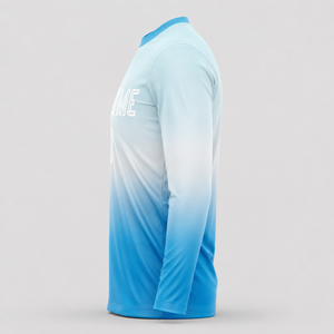 Camiseta de Fútbol de Manga Larga para Hombre, Modelo 00, Color Azul Degradado, Cuello Redondo, Tejido Transpirable de Poliéster, Uniforme de Fútbol - Product Image 2