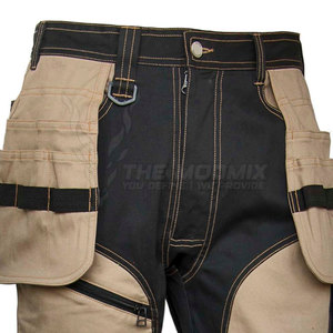 Men Cotton Breathable Quick Dry <b>Work</b> <b>Pants</b> <b>Cargo</b> Style Abrasion Resistant Black & Beige for Workwear Use - Product Image 4