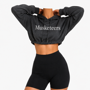 Sudadera Corta de Algodón 100% con Cremallera para Mujer, Tallas Grandes, Hombros Caídos, Felpa Gruesa, Ajuste Holgado, Lavado Ácido Ecológico - Product Image 4