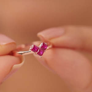 Radiating Ruby Heart Rose Gold Plated 925 Silver Womens <b>Ring</b> <b>Adjustable</b> Wedding Women Daily Fine Jewelry Handmade Bulk Product - Product Image 1