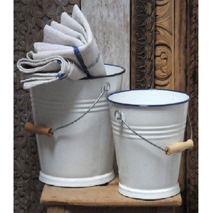 Metal <b>Bucket</b> With Wooden Handle Durable Simple Style <b>Galvanized</b> Steel Container For Storage Or Planting Use - Product Image 4