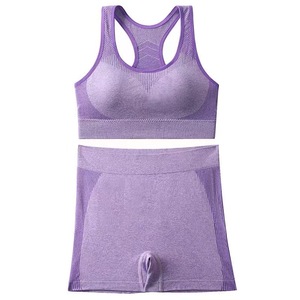 Ensemble de sport deux pièces pour femme, legging de yoga au-dessus du genou, 100 % coton, écologique et respirant - Product Image 1