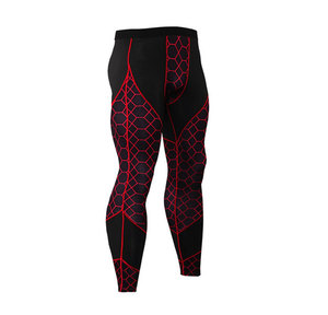 Camiseta de Compresión Geométrica Negra y Roja para Hombre, Manga Larga, Cuello Redondo, Secado Rápido, Transpirable, Ropa Deportiva - Product Image 3