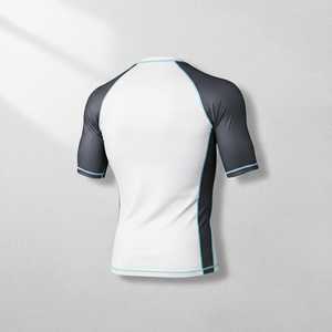 เสื้อแรชการ์ดแขนสั้นผู้ชาย สีขาว เทา น้ำเงิน แห้งเร็ว ไร้ตะเข็บ เหมาะสำหรับการฝึกซ้อม - Product Image 6