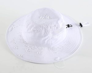 Unisex White Wide Brim 3D Embroidery Laminated Sun <b>Hat</b> Adjustable Strap Mesh Breathable Outdoor <b>Summer</b> Casual for Adults - Product Image 2